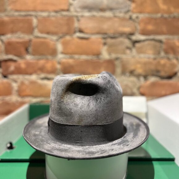 Nick Fouquet Distressed Velour Fedora — Grey - Picture 3 of 12